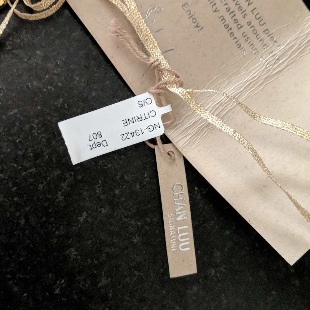 NWT ~ CHAN LUU Citrine Gold Ribbon Chocker - Picture 7 of 8